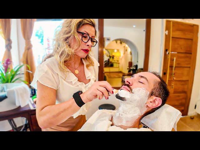 Tradition is not lost in São Paulo - Shave Performed by Barber Vera [ASMR] 