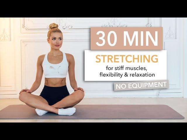 30 MIN FULL BODY STRETCHING - perfect for rest days / No Equipment I Pamela Reif