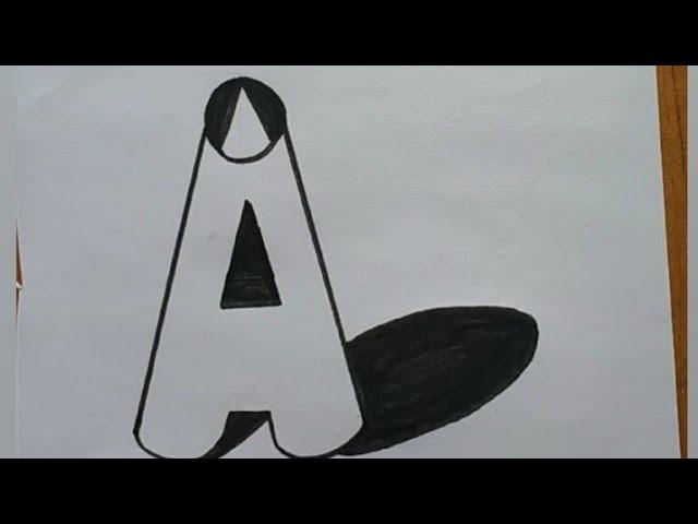 How to draw alphabet A with shadow #Art SM 26 #youtube #like #viral #popular #amazing