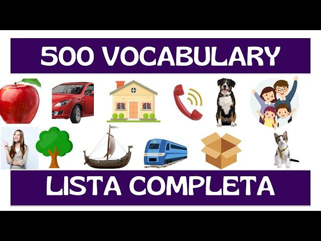 Lista completa de vocabulario en inglés.