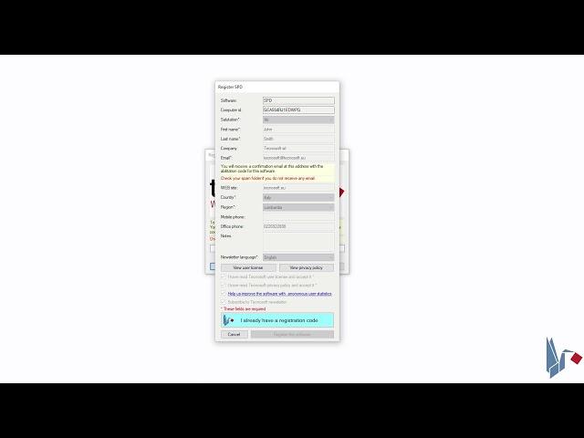 Video Tutorial - Registration Code for Tecnosoft Software