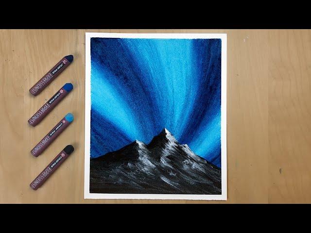 Northern Lights | Easy Oil Pastel Drawing for Beginners Step By Step