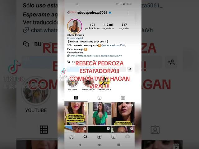 REBECA PEDROZA ES UNA ESTAFADORA!!! NO CREAN NADA DE LO QUE ELLA DICE!!!