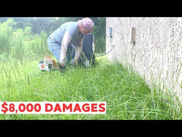 $8,000 in DAMAGES then she VANISHED!! Debate FREE Lawn Mowing