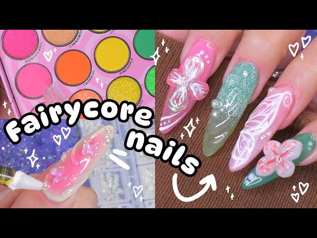 ₊˚‍️Trying the Viral 3D Flower nails!Fairycore Nail art 🫧˚₊