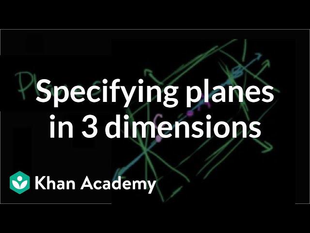 Specifying planes in three dimensions | Introduction to Euclidean geometry | Geometry | Khan Academy