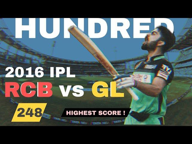 RCB's BIGGEST WIN! | GL vs RCB 2016 - 248 Runs & 144-Run Victory"