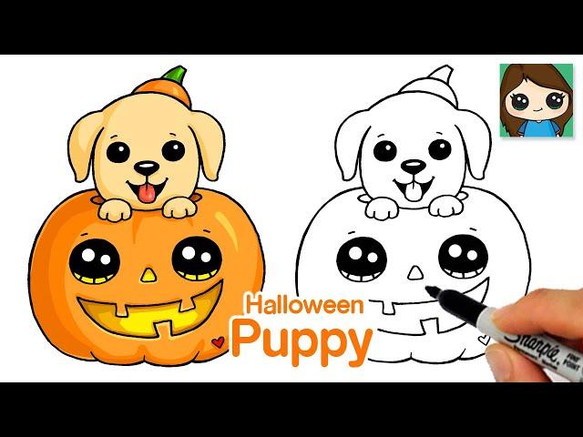 How to Draw a Puppy Dog Easy  Cute Halloween Art