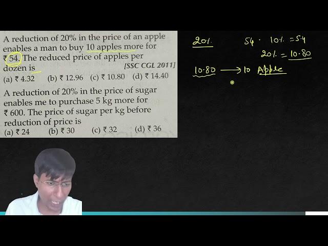 A reduction of 20% in the price of an apple enables a man to buy 10 apples