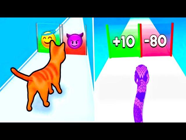 Snake Run Race vs Cat Evolution - All Levels Gameplay (Android,iOS)