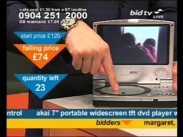 Andy Hodgson sells an Akai portable DVD player on Bid TV
