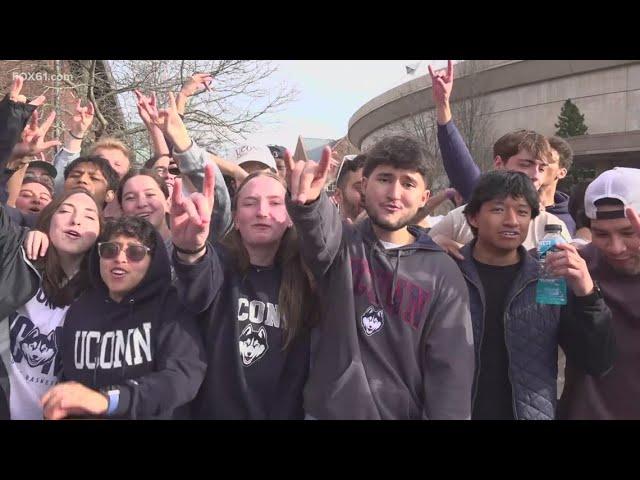 UConn fans celebrate women's basketball team winning 12th national championship