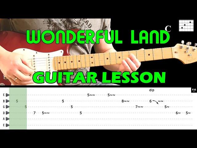 WONDERFUL LAND - Guitar lesson (with tabs and chords) - The Shadows