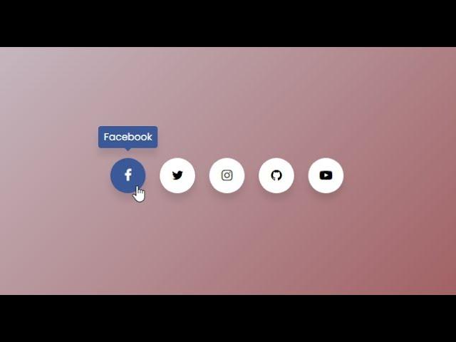 Social media Icons pop up hover effect | Social buttons with Tooltip on hover using HTML CSS