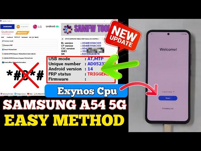 Samsung a54 5g frp bypass android 14 | New Methoud