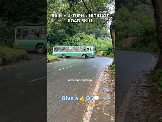 Green TNSTC Bus in Ooty Mist Nails Sharp U-Turn | Rainy Road Mass!