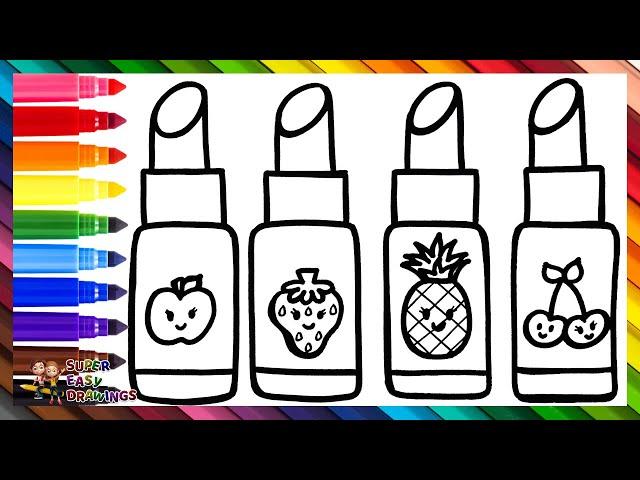 Draw and Color 4 Lipsticks  Drawings for Kids