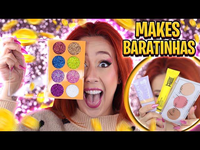 FIZ UMA MAQUIAGEM SÓ COM MAKES BARATINHAS! | Paguei muito barato! #teste #tiktok #makes #makeup