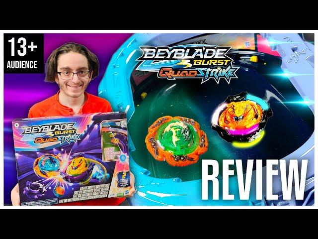 BEYBLADE GLOW TECH NEW LIGHT IGNITE Battle Set Beyblade Burst QuadStrike Review! (13+)