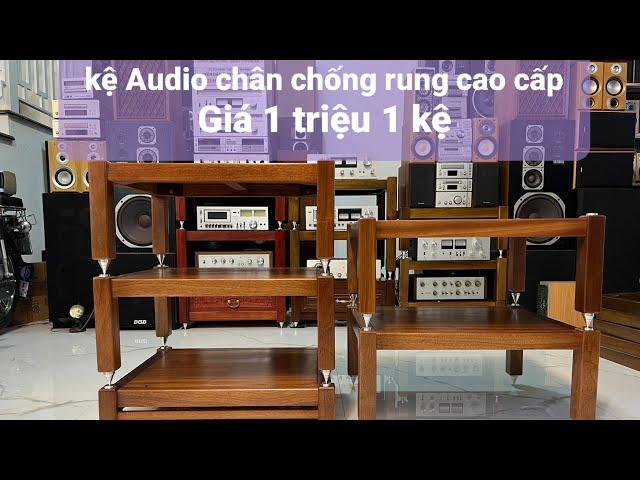 Kệ audio, kệ âm thanh, kệ âm ly gỗ lát mặt bàn nguyên tấm giá 1trieu1 1 kệ