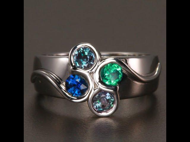 Larger Round Fine Natural Four Gem Mothers Ring* designed by Christopher Michael