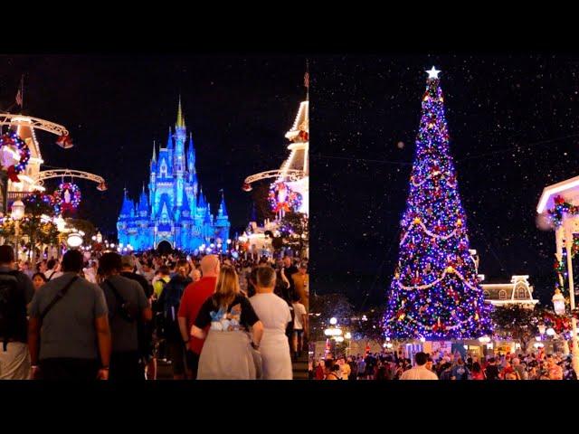 Magic Kingdom Main Street USA 2024 Night Christmas Walkthrough in 4K | Walt Disney World Florida