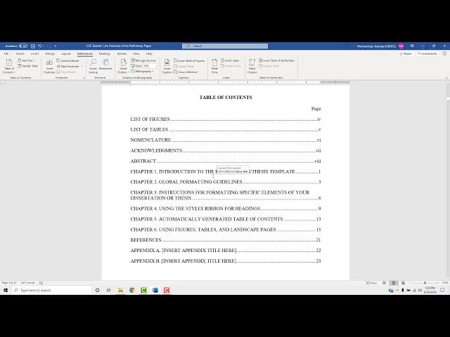 Thesis and Dissertation Formatting Tutorial 1: An Overview of the Preliminary Pages