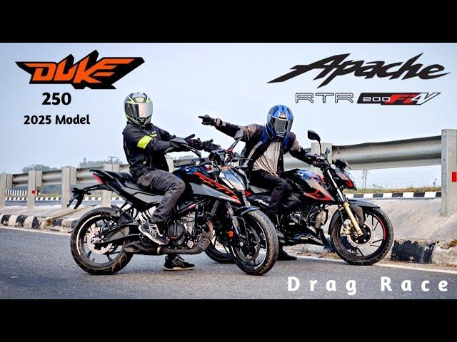 KTM Duke 250 Vs Apache RTR 200 4v | Drag Race | First On Youtube