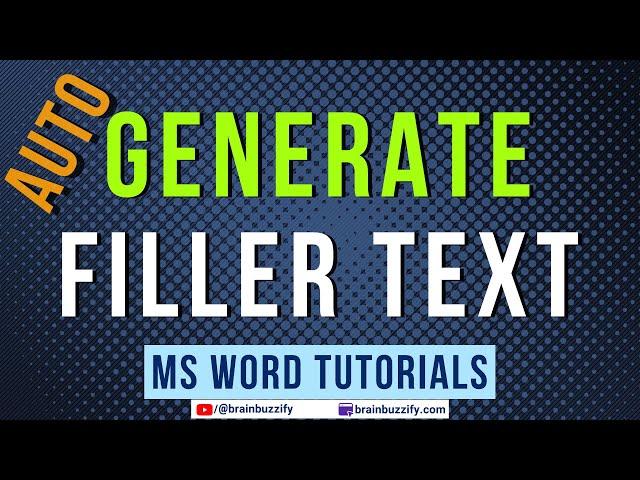 Auto Generate Filler (Sample, Dummy) Text in a Word Document - Two Methods