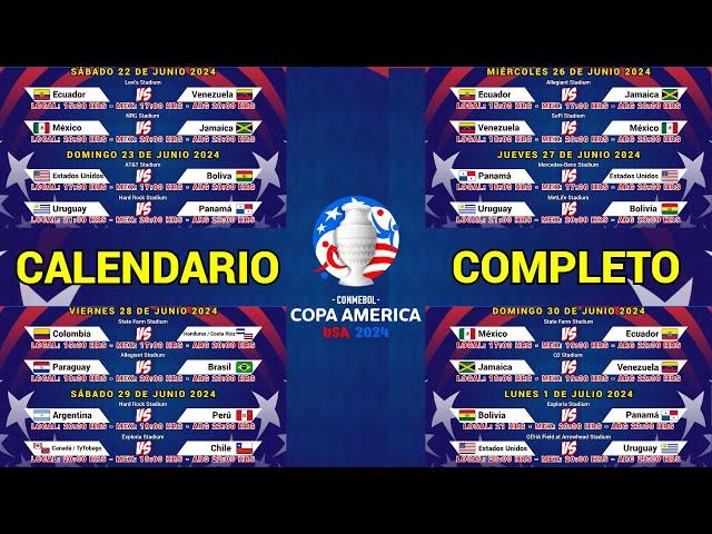 CALENDARIO COMPLETO de la COPA AMERICA 2024