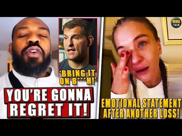 Jon Jones GETS REALLY MAD after Stipe Miocic calls him a 'B*TCH'! Kowalkiewicz on her loss; Aspinall