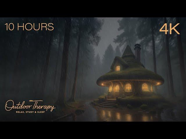 Thunderstorm in your Mushroom House | Rainstorm & Thunder Ambience | RELAX | STUDY | SLEEP |10 HOURS