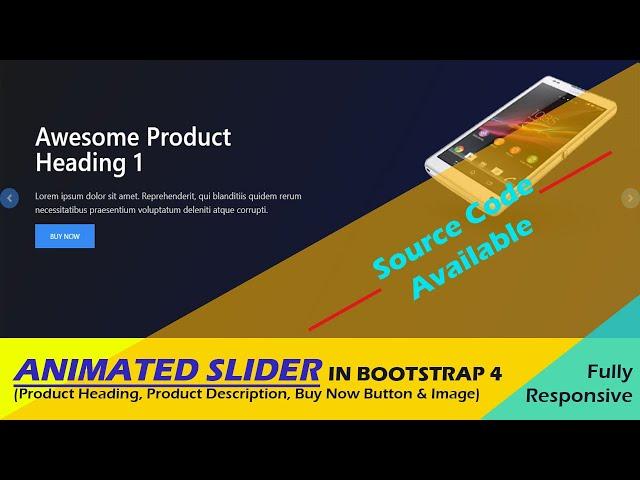 Animated Slider in Bootstrap 4 | Responsive Slider with Text Animation