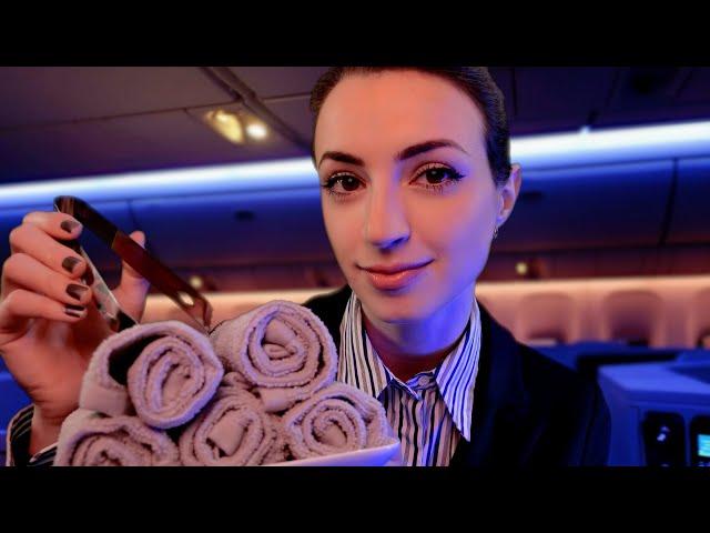 ASMR | Luxury International Flight Attendant Experience | Overnight Flight