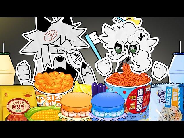 Fundamental Paper Education Oliver VS Bubble Convenience Store YELLOW BLUE MUKBANG | Animation ASMR