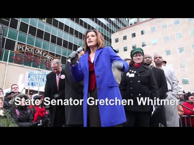 State Senator Gretchen Whitmer at the Right To Work Protest at the Capitol in Lansing