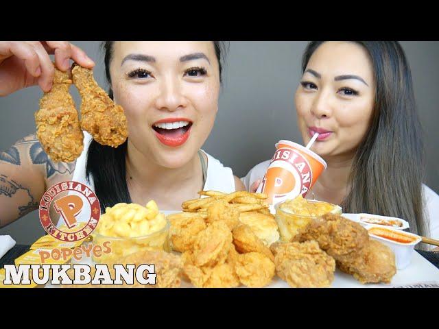 POPEYES FRIED CHICKEN + MAC & CHEESE SISTER'S MUKBANG *STORY TIME: OUR CHILDHOOD MEMORIES | SASVlogs