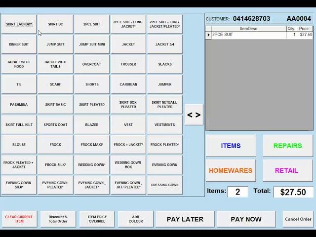 Drop OFF an Existing Customer IN Dry Cleaning Made Easy Point of Sale Software