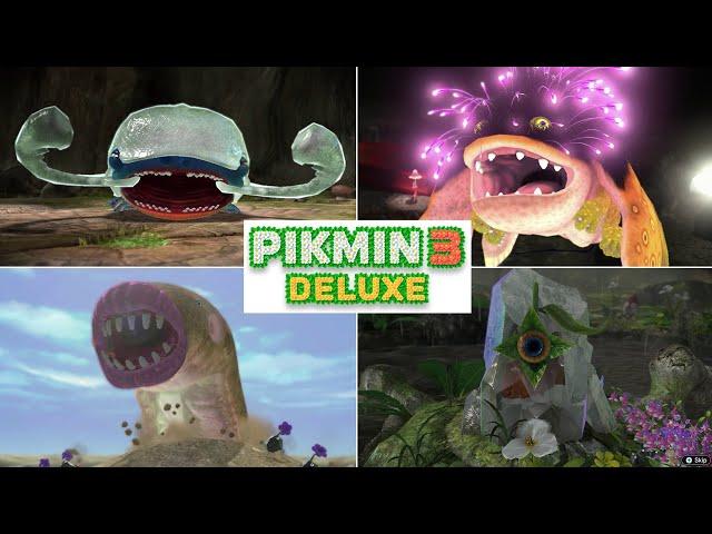 Pikmin 3 Deluxe - All Bosses + Secret Bosses (No Deaths)