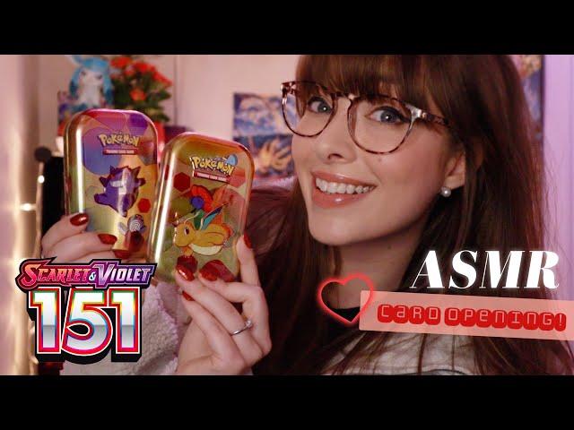 ASMR  Pokemon 151 Mini Tins!!! Whispered TCG Card Opening with Crinkles & Taps for Good Luck