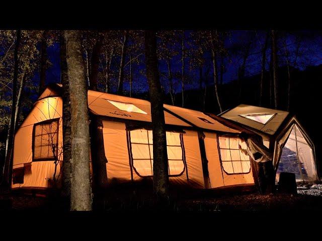 HUGE 3ROOM AIR TENT ️ LONG TERM WINTER CAMPING. COZY & CALM.