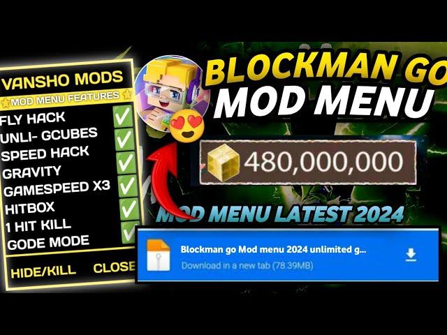 Blockman go Mod Menu v2.94.1 apk 2024 unlimited gcubes,100% work blockmango mod menu apk 2024