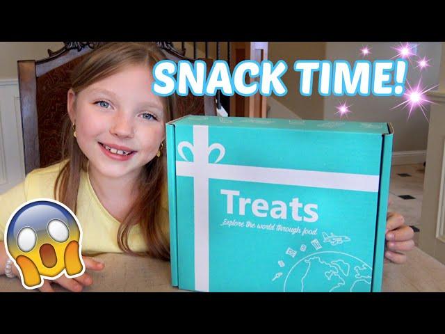 TRYING TREATS with KAIA! TRY TREATS BOX from THAILAND! KIDS TRY NEW FOOD!