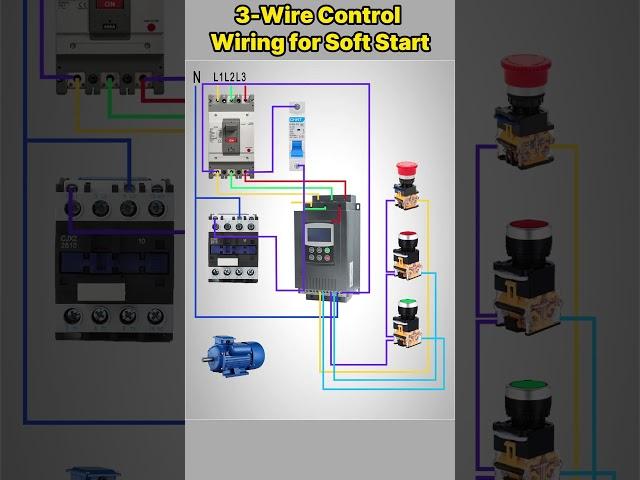 Three-wire Control Wiring for Soft Start #shorts #howto #motor