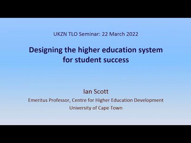 Webinar Series: Redesigning the South African Higher Education System for Student Success