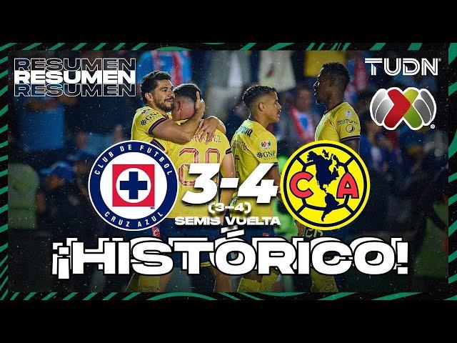 Resumen y goles | Cruz Azul 3-4 América | Liga Mx -AP2024 - Semifinal - IDA | TUDN