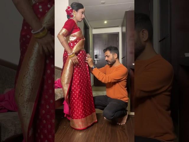 Bridal Saree Draping by Jitu Barman #shorts #youtubeshorts #bridalmakeupartist #