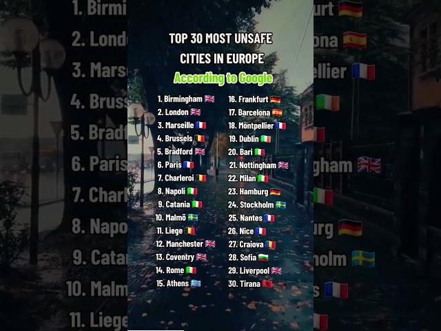 TOP 30 MOST UNSAFE CITIES IN EUROPE #city #cities #europe #unsafe #dangerous #statistics #rank #top