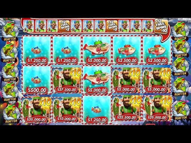 BIG BASS CHRISTMAS BASH EPIC GAMEPLAY 5 AND 4 SCATTERS 10X MULTIPLIER 7 FISHERMEN BONUS BUY ONLINE