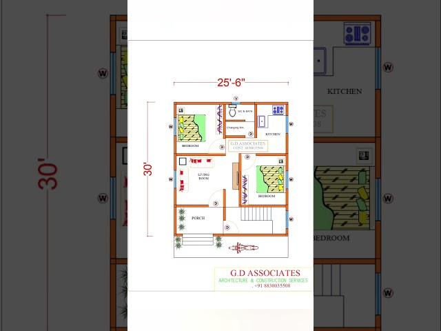 765 Sqft 2bhk house plan | #2bhkhouseplans #shorts #floorplan